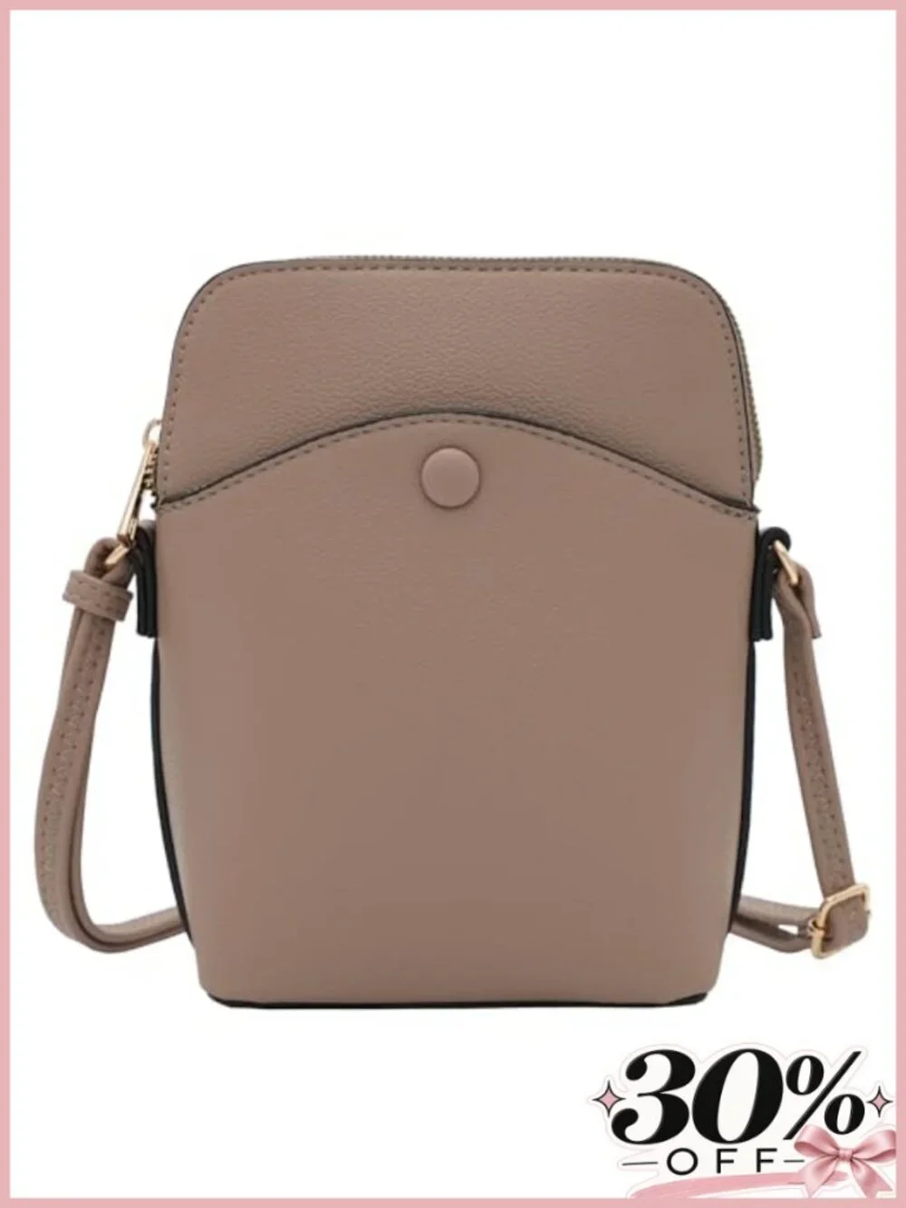 Small Crossbody Bag Vegan Leather Gold Hardware Adjustable Strap Mini Purse